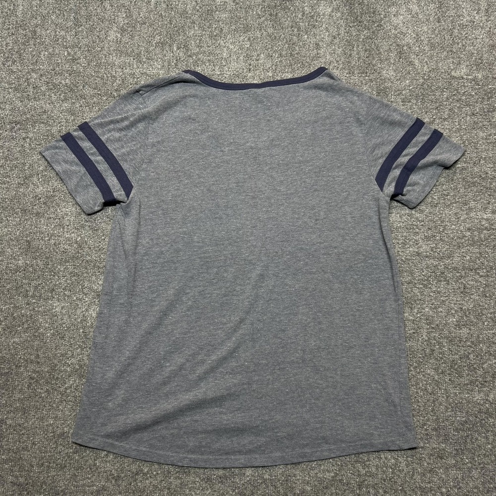 Flylow Shirt Womens Large Gray Ski Graphic Ringer V Neck Striped Short Sleeve - Picture 3 of 9